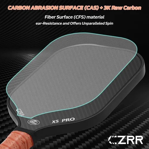 Miniatura 3 de Pala de pickleball, aprobada por USA Pickleball, superficie de fibra de carbono 3K cruda (CFS) de alta grano y giro, con núcleo de panal