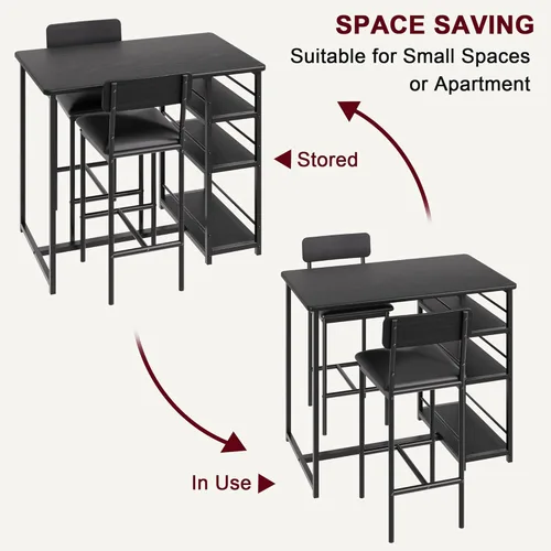 Miniatura 9 de Juego de mesa de comedor IDEALHOUSE para 2, mesa de cocina de altura de mostrador y sillas, juego de mesa de bar con 2 taburetes tapizados, juego