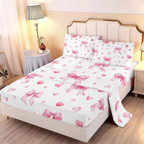 Miniatura 17 de MUSOLEI Juego de sábanas bajeras de teñido anudado para niñas, color rosa y azul, juego de ropa de cama bohemio de 2 piezas, sábana bajera de Tie Dye