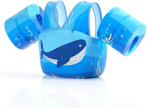 Miniatura 8 de REALIKE Chaleco de natación para niños pequeños, flotadores, ayudas de natación con arnés de hombro, alas de brazo para niños/bebés/bebé, playa