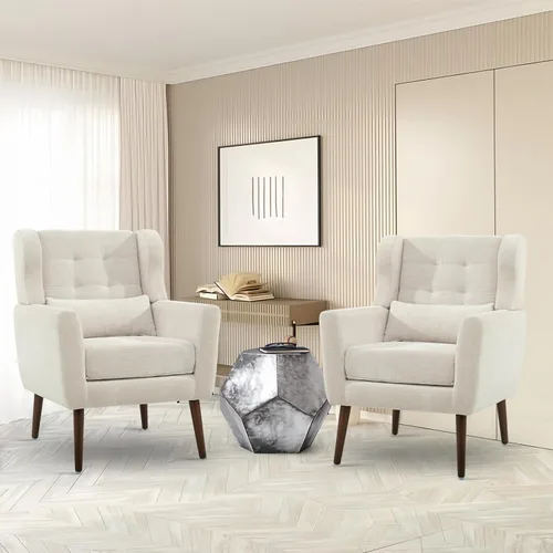 Miniatura 11 de cinkehome Sillas decorativas con brazos para sala de estar, sillón moderno tapizado en chenilla, cómoda silla de salón acolchada y suave