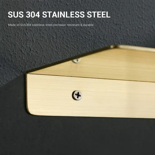 Miniatura 6 de TRUSTMI Estante flotante dorado cepillado SUS304 de acero inoxidable montado en la pared (16 x 4 pulgadas) para baño, cocina, dormitorio, sala