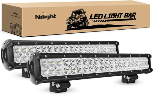 Miniatura 10 de Nilight - ZH002 Barra de luz LED todoterreno de 20 pulgadas, 126 W, combo de haz puntual y disperso, 2 piezas de 18 W, cápsulas LED de 4 pulgadas