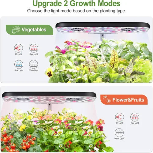 Miniatura 8 de Sistema de cultivo hidropónico de 17 cápsulas con ventiladores duales de 24 W de espectro completo de luz de cultivo y panel de control inteligente