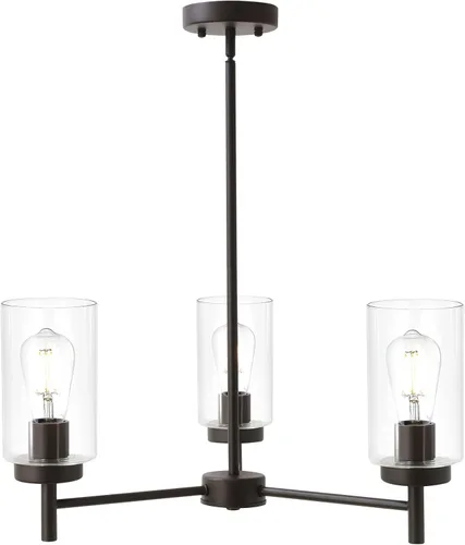 Miniatura 15 de Lámpara de araña grande retro con pantalla de vidrio transparente de metal para isla de cocina para interiores, iluminación colgante en acabado