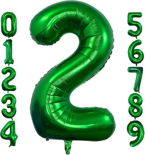 Miniatura 11 de Globo de 40 pulgadas color verde oscuro número 4 gigante, de papel de aluminio de Mylar gigante, globos de helio verde oscuro para fiestas