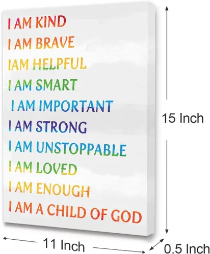 Miniatura 2 de Arte en Lienzo de Afirmación para Niños con Marco para Pared, Frase Inspiradora "I Am Kind I AM a Child of God" en Lienzo para Pared Listo para Sé