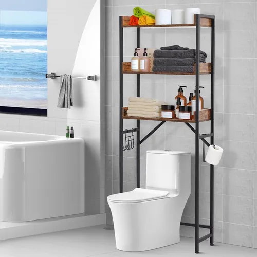 Miniatura 5 de GAOMON Almacenamiento sobre el inodoro, estante organizador de baño de 3 niveles, organizador de baño, ahorro de espacio independiente con soporte