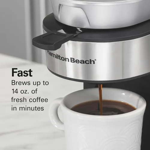 Miniatura 6 de Hamilton Beach The Scoop - Cafetera de una sola porción y cafetera de molido rápido para tazas de 8-14 onzas, se prepara en minutos, depósito