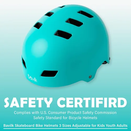 Miniatura 2 de Casco de bicicleta en 3 tallas para adolescentes, niños, jóvenes, adultos, Bavilk Casco de monopatín ajustable multideporte para bicicleta, Verde