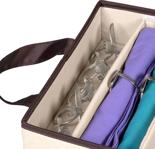 Miniatura 7 de Caja de almacenamiento para cubiertos - Resistente contenedor de almacenamiento para cubiertos de 5 compartimentos con tapa extraíble y asas fáciles