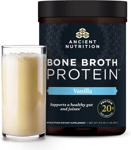 Miniatura 13 de Ancient Nutrition Proteína en polvo hecha de verdadero caldo de huesos, sabor chocolate, 20 g de proteína por porción, envase de 20 porciones