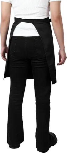 Miniatura 6 de Twistover Paquete de 5 delantales de medio bistro con 2 bolsillos, delantal unisex negro con lazos frontales extra largos en la cintura para hombres