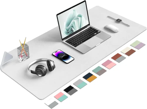 Miniatura 11 de Aothia Alfombrilla de escritorio de piel sintética de doble cara, antideslizante, grande, para mouse y escritorio para oficina, hogar, impermeable