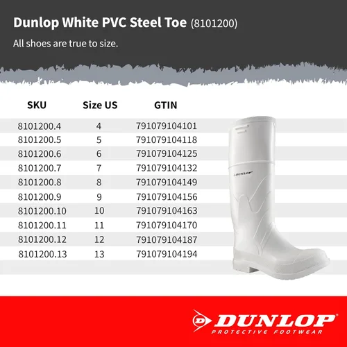 Miniatura 8 de DUNLOP Puntera de acero de PVC blanco - Botas de goma para hombres y mujeres - PVC - Botas de trabajo y hormigón - Punta de acero - Impermeable