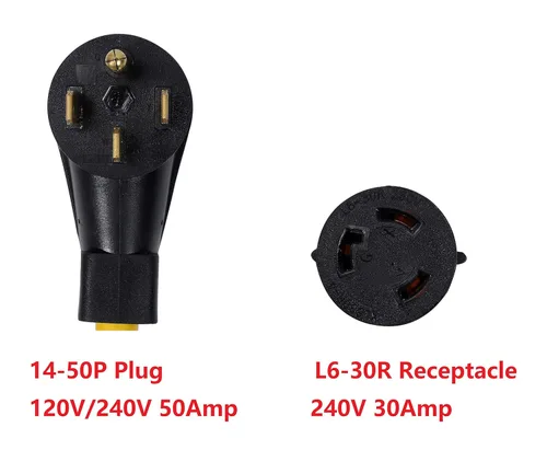 Miniatura 2 de ONETAK NEMA 14-50P a L6-30R 240V 30 Amp 4 clavijas macho enchufe para bloqueo giratorio 3 clavijas hembra toma generador soldador secador adaptador