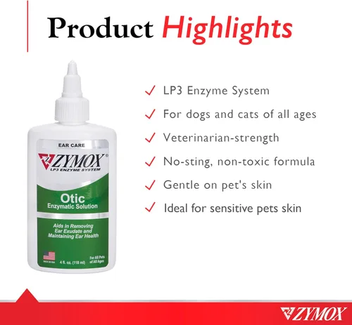 Miniatura 3 de Tratamiento ótico para mascotas Zymox, sin hidrocortisona, 4 onza