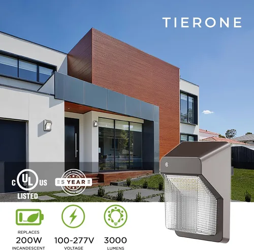 Miniatura 4 de TIERONE Luz LED de Pared con Fotocélula del Atardecer al Amanecer Iluminación de Seguridad para Montaje en Pared al Aire Libre 28W 3000LM 4000K Luz