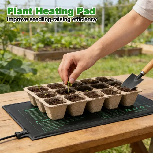 Miniatura 2 de Bestio Juego combinado de tapete térmico de plántulas con termostato, 10 x 20.75 pulgadas, certificado UL y MET, tapete de calefacción para plantas