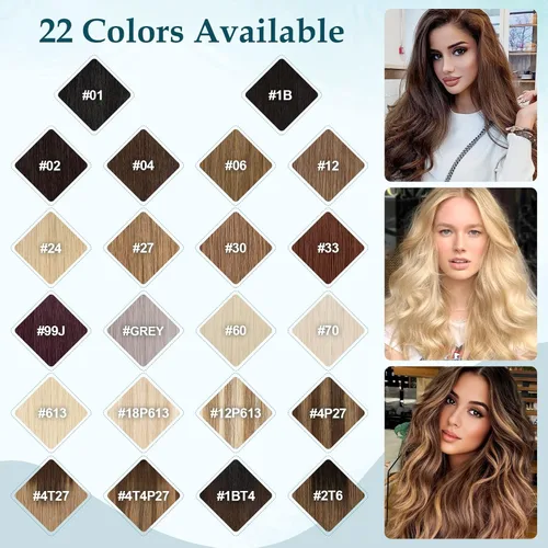 Miniatura 9 de Benehair Extensiones de cabello humano real con clip, extensiones de cabello humano rubio con clip para mujer, largo lacio, natural Remy, cabeza