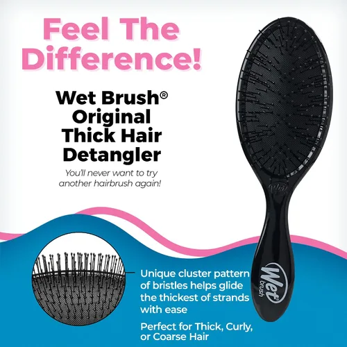 Miniatura 3 de Wet Brush Paquete de cepillo desenredante original y desenredante de cabello grueso, aguamarina y negro