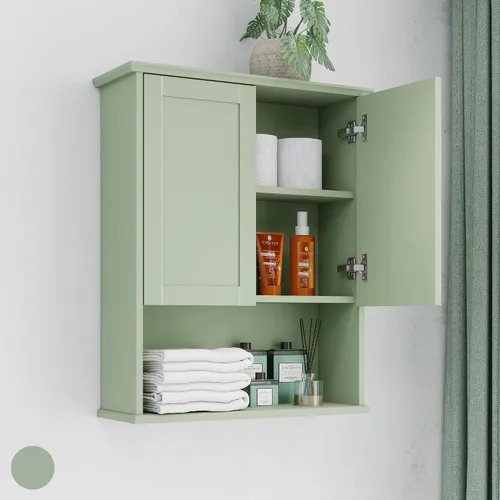 Miniatura 11 de Armario sobre el inodoro, armario de almacenamiento de baño con dispensador inferior de pañuelos, gabinete de pared de baño de 22 x 28 pulgadas