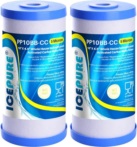 ICEPURE Filtro de agua para toda la casa de 10 x 4.5 pulgadas, 5 micrones, compatible con GE FXHTC, GXWH40L, RFC-BBSA, W50PEHD, GXWH35F, GNWH38S,