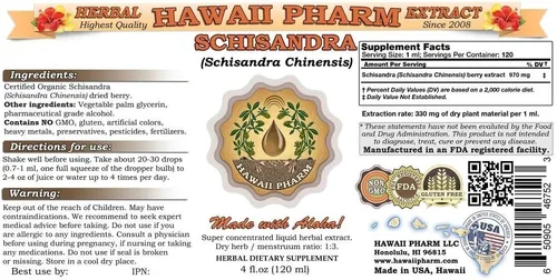 Miniatura 2 de Hawaii Pharm Schisandra - Extracto líquido, tintura orgánica de Schisandra (Schisandra Chinensis), suplemento herbal, fabricado en EE. UU., 15 x 4