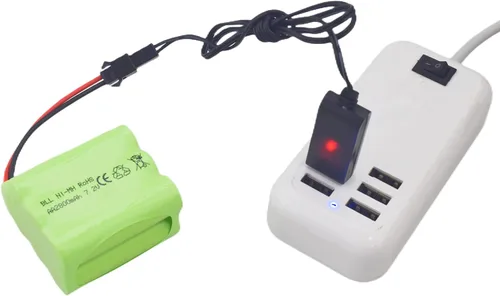 Miniatura 4 de Paquete de 2 baterías AA de 7.2 V 2800 mAh RC con enchufe SM-2P con cable de carga USB para tanques de juguete, departamento de ingeniería de cama