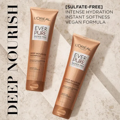 Miniatura 2 de L'Oreal Paris Acondicionador de Cabello para Cabello Seco, Hidratación de Triple Acción, Infundido con Aceite de Albaricoque, EverPure, 8.5 Fl Oz