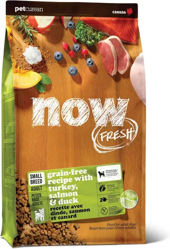Now Fresh - Alimento seco sin granos para perros de raza pequeña con pavo, salmón y pato, croquetas saludables hechas con aves reales y pescado,
