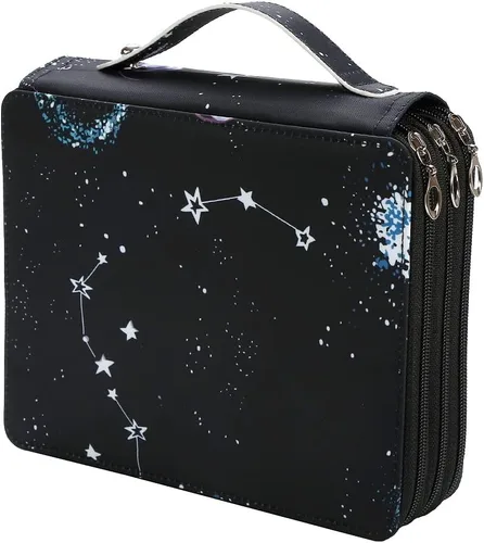 Estuche de lápices organizador portátil de colores con 480 ranuras individuales con patrón de impresión para bolígrafos de acuarela o marcadores,