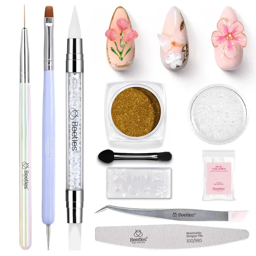 Miniatura 11 de Beetles - Polvo cromado para uñas, efecto espejo metálico, holográfico aurora, sirena perla, brillantina, polvo cromado para uñas de gel, manicura