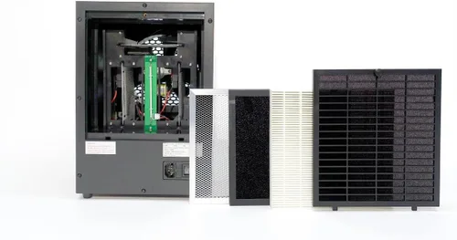 Miniatura 2 de OdorStop OSAP7B - Purificador de aire 7 en 1 con filtro HEPA verdadero, carbón activo, ionizador, TiO2, 3 placas de ozono y control remoto