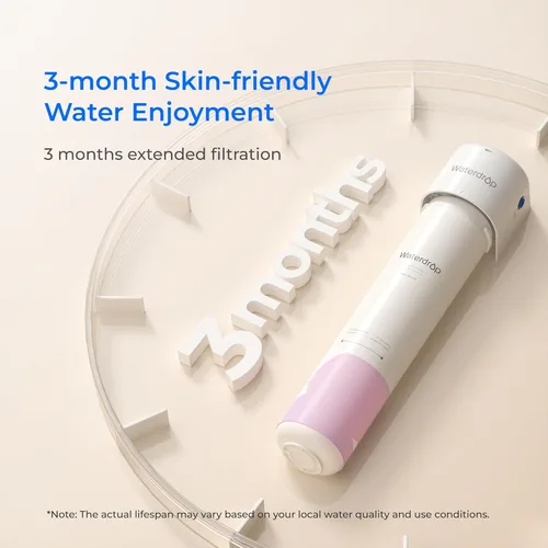 Miniatura 7 de Waterdrop BFU1 Filtro de agua para baño, para el cuidado facial, agua suave, enriquecido con estroncio Lavabo de baño White-Direct Connect