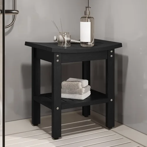 DWVO Banco de ducha de madera de polietileno, taburete de ducha con asas, estante de almacenamiento, diseño impermeable y antideslizante, sillas de
