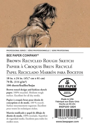 Miniatura 7 de Bee Paper - Bloc de dibujo en bruto reciclado marrón de 9 x 12 pulgadas