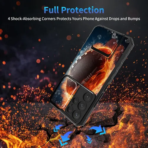 Miniatura 490 de Funda para Samsung Galaxy S22 Ultra 5G, Galaxy S22 Ultra con cubierta de cámara deslizante, funda resistente de doble capa con función atril Black