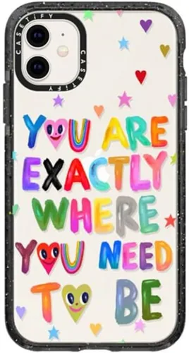 Miniatura 11 de CASETiFY Impact - Funda para iPhone 11 - Flower Power Retro - Negro Transparente