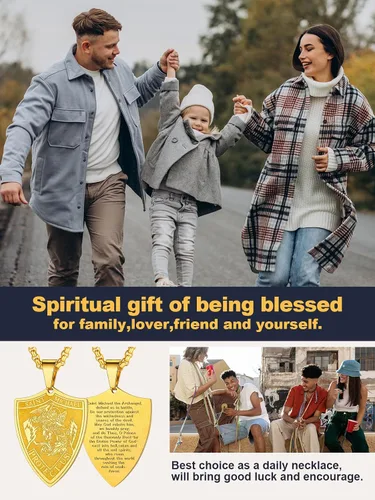 Miniatura 47 de U7 Saint Benedict/Michael Medal Necklace, 316L Stainless Steel Virgin Mary Necklace for Men Women, Bible Verse Protection Necklace Catholic