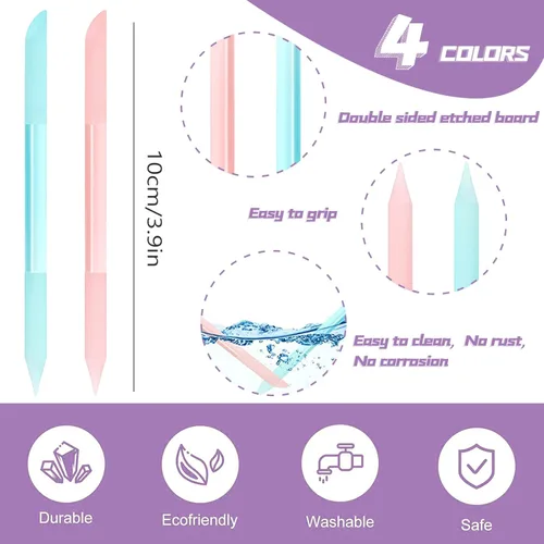 Miniatura 2 de 4 empujadores de cutículas de vidrio, palito de manicura de doble extremo, lima de vidrio para cutículas de cristal, removedor de cutículas