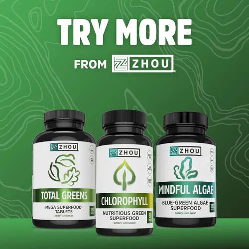Miniatura 5 de Zhou Chlorella Tablets - Suplemento de clorella, vitaminas de clorofila, superalimento de algas verdes puras, píldoras súper alimentarias ricas
