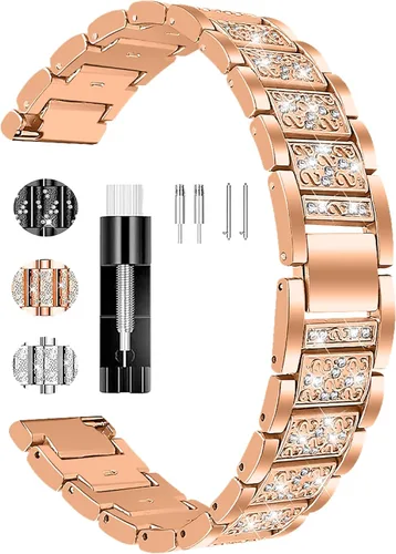 Miniatura 11 de FitTurn Bandas brillantes de joyería para Amazfit Bip 6/Bip 5 Band para mujeres y hombres, correa de metal de repuesto para Amazfit Bip 6