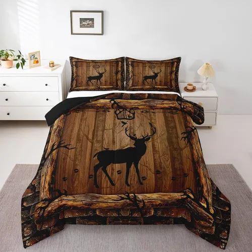 Miniatura 17 de Feelyou juego de ropa de cama con diseño de ciervo para niños y niñas, tamaño twin, con huella de pata de ciervo, juego de edredón ultra suave