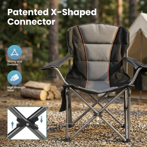 Miniatura 4 de HIGH POINT SPORTS Silla plegable de campamento de gran tamaño, sillas de césped portátiles resistentes, sillas plegables para exteriores