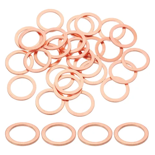 Miniatura 29 de uxcell 75 anillos de sellado de arandela plana M36 de cobre, 1.417 in ID 1.654 in OD 0.059 in de grosor, arandelas de trituración de cobre, junta