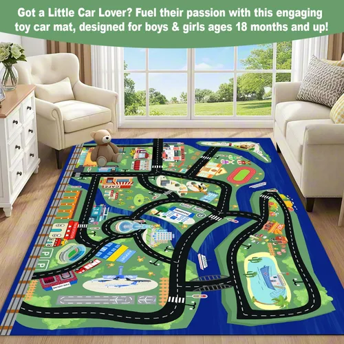 Miniatura 8 de Alfombra de juego para niños, autos de juguete, alfombra antideslizante y lavable a máquina, alfombra de juego educativo para niños y niñas, regalo