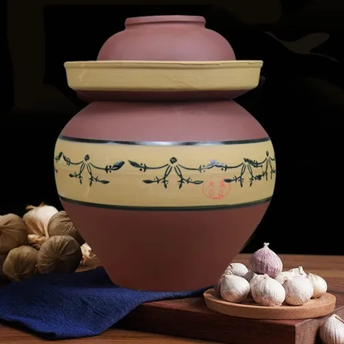 Miniatura 3 de Tarro de encurtido de porcelana china tradicional púrpura, olla de decapado de fermentación de cerámica, tarro de fermentación con sello de agua