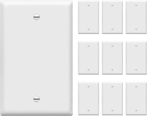 Miniatura 17 de ENERLITES - Placas para pared de dispositivo en blanco, acabado brillante, cubiertas de salida en blanco de tamaño mediano, 1 banda, 4.88 x 3.11