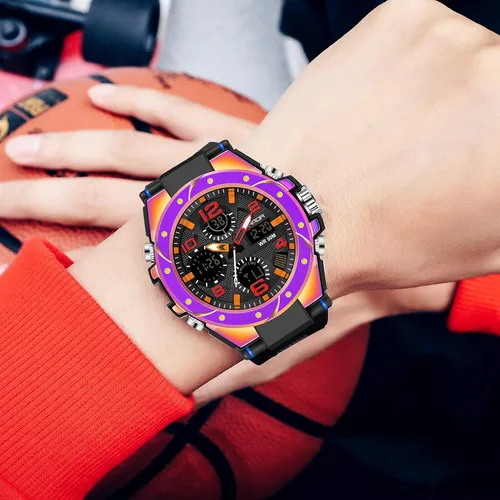 Miniatura 4 de findtime Reloj para hombre relojes militares para hombre impermeables 5 ATM deportivo para trabajo digital analógico color negro verde dorado